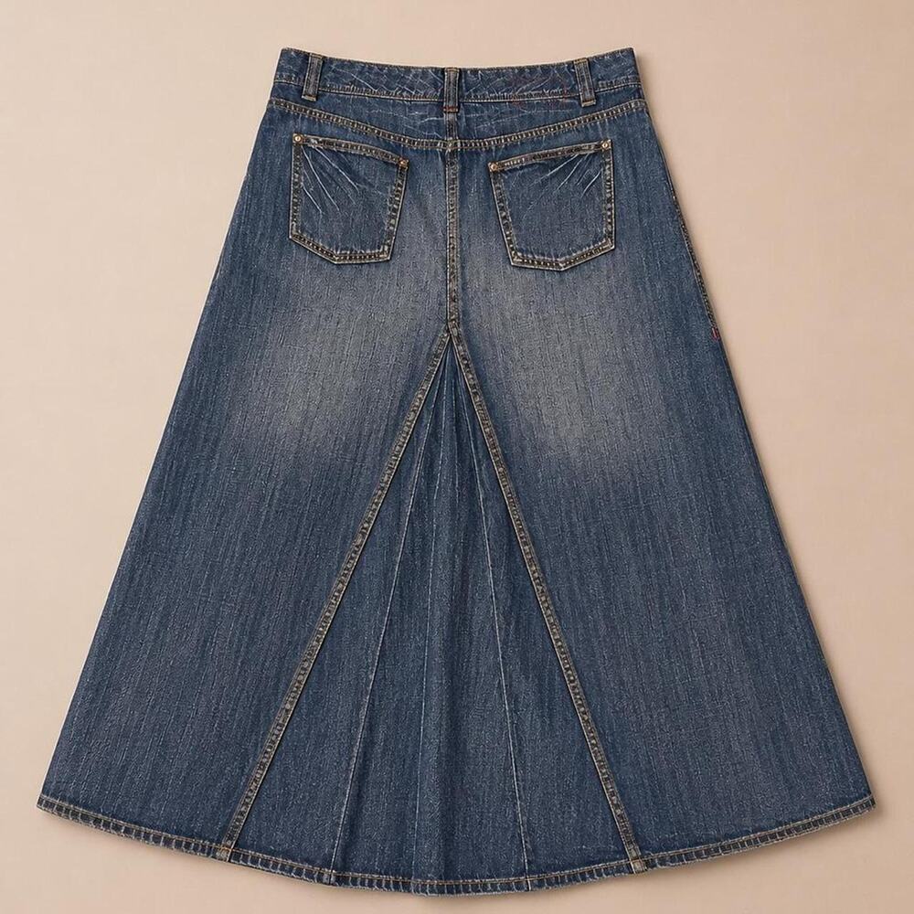 Tommy Hilfiger Denim Maxi Skirt A-Line Medium Wash Size 10 - Picture 3 of 5